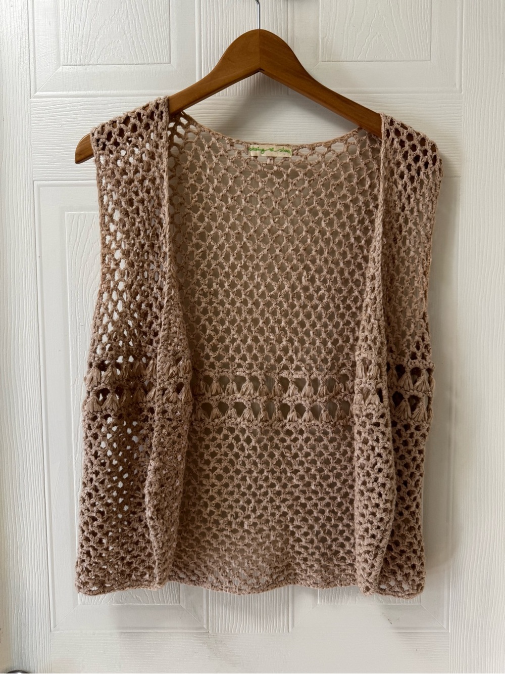 Staring at Stars Open-Weave Crochet Vest - Taupe